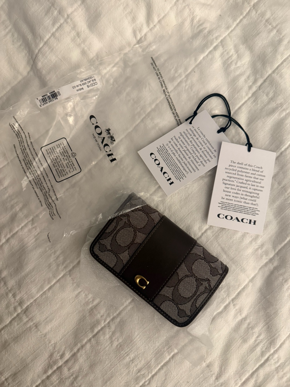 coach signature oak essential wallet